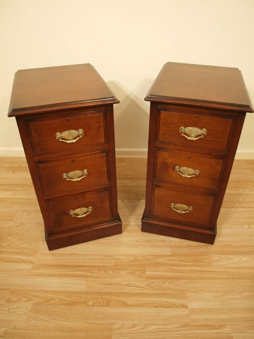 A Pair of Walnut Edwardian Period Bedside Chests/cabinets (Adapted)