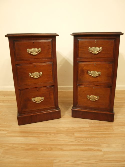 fig 1. A Pair Of Walnut Edwardian Period Bedside Chests/Cabinets (Adapted)