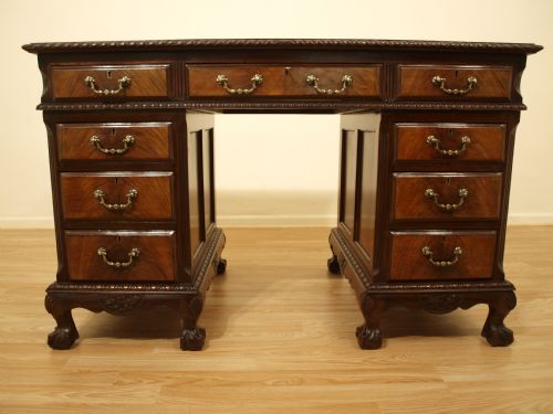 fig 1. A Mahogany Chippendale Revival Pedestal Desk