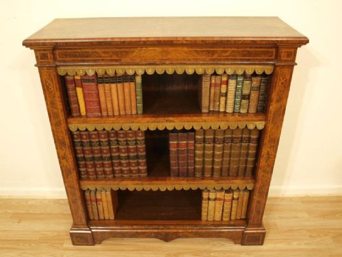 A Superb Quality Burr Walnut Victorian Period Open Bookcase