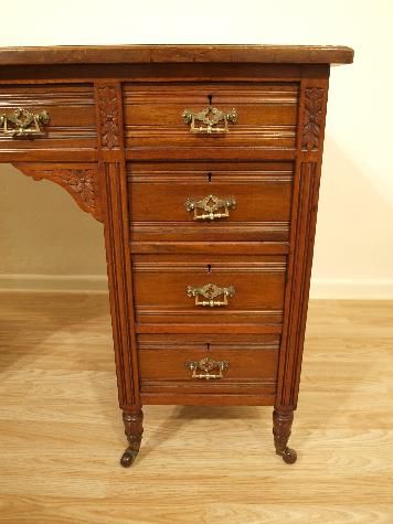 fig 2. A Walnut Late Victorian Pedestal Desk By Edwards & Roberts