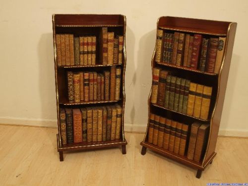 A Fine Pair of Small Mahogany Edwardian Period Waterfall Bookcases