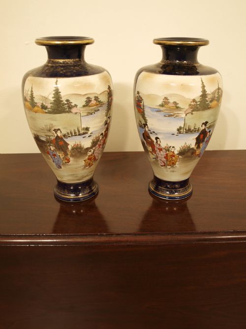 A Large Pair of Japanese Satsuma Vases