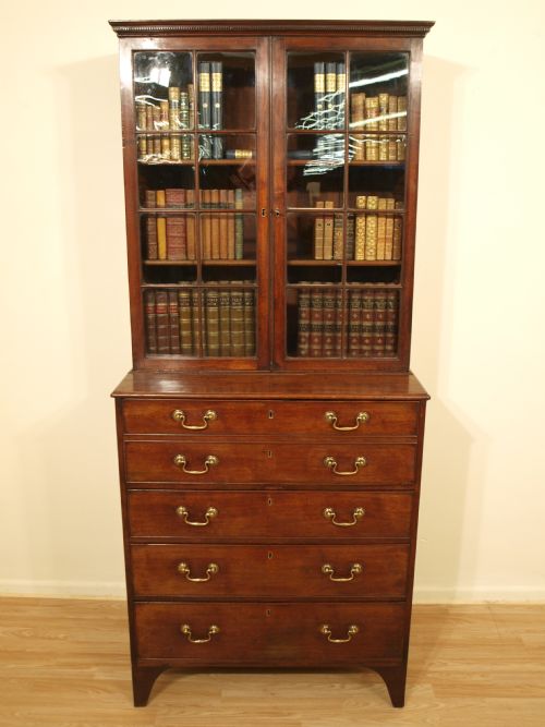A Mahogany George III Period Secretaire Bookcase