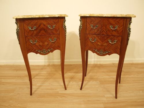 fig 1. A Good Pair Of Louis XVI Style Kingwood Bedside Cabinets