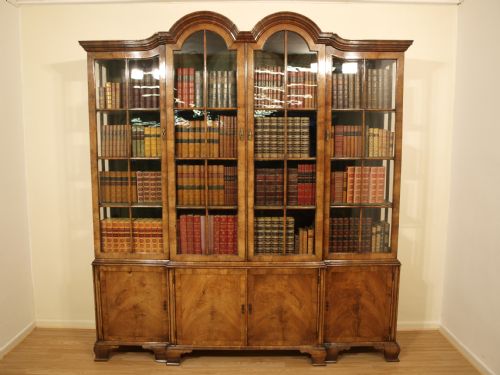 fig 1. A Walnut George I Style Double Domed Bookcase