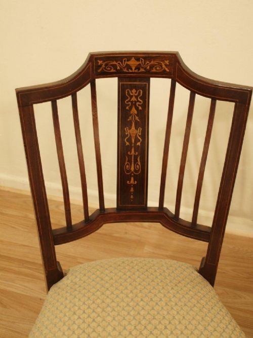 fig 1. A Pair Of Mahogany Inlaid Edwardian Chairs