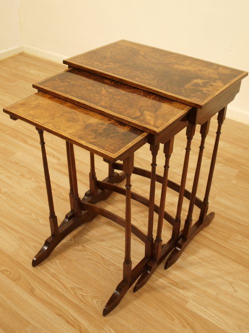 A Burr Walnut Edwardian Period Nest of Tables