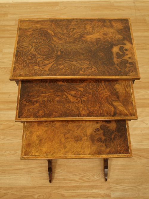 fig 1. A Burr Walnut Edwardian Period Nest Of Tables