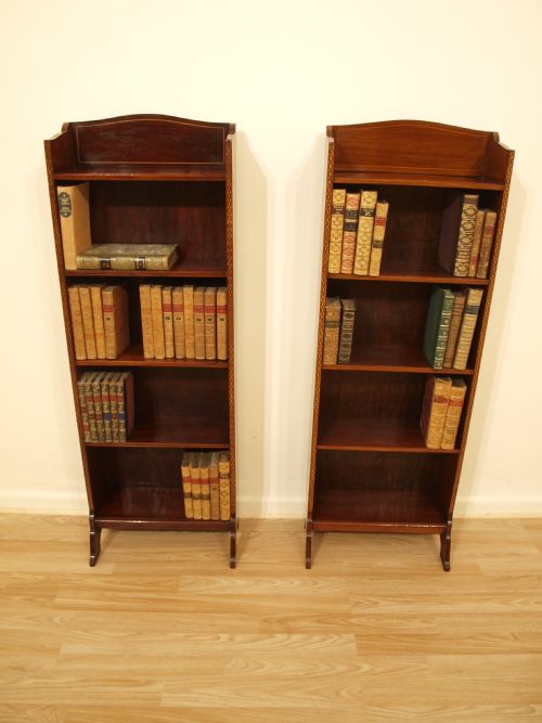A Pair of Mahogany Inlaid Edwardian Bookcases