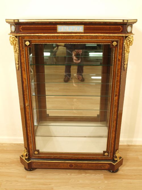 fig 1. A Burr Walnut Victorian Period Ormolu Mounted Pier Cabinet