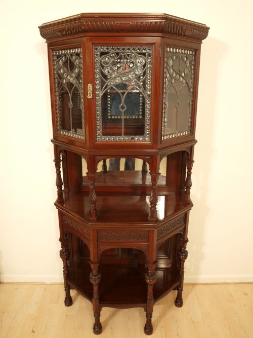 fig 1. A Rare Pair Of 19th Century Arts & Crafts Mahogany Cabinets
