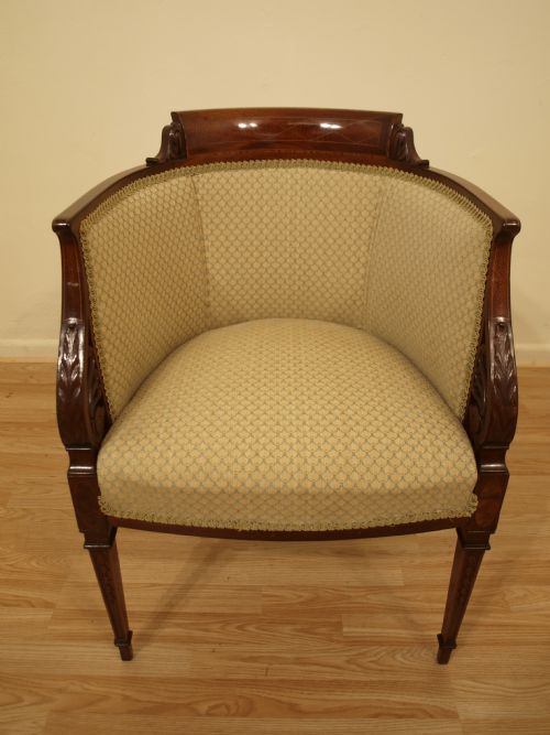 A Mahogany Inlaid Edwardian Period Desk Chair