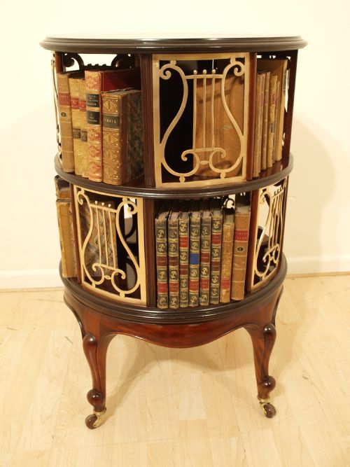 A Beautiful and Rare Late Victorian Mahogany Revolving Bookcase