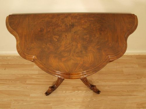 fig 1. A Burr Walnut Victorian Period Fold Over Card Table