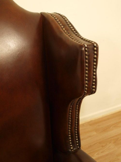 fig 1. A Good Georgian Style Leather Wing Arm Chair