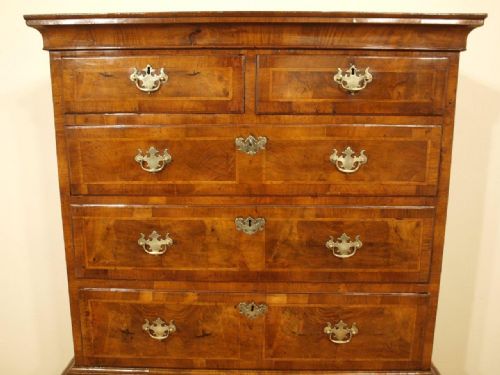 fig 1. A Beautiful Walnut George II Period Chest On Chest