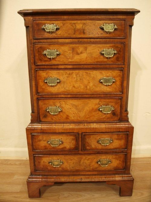 A Burr Walnut George II Style Miniature Chest on Chest