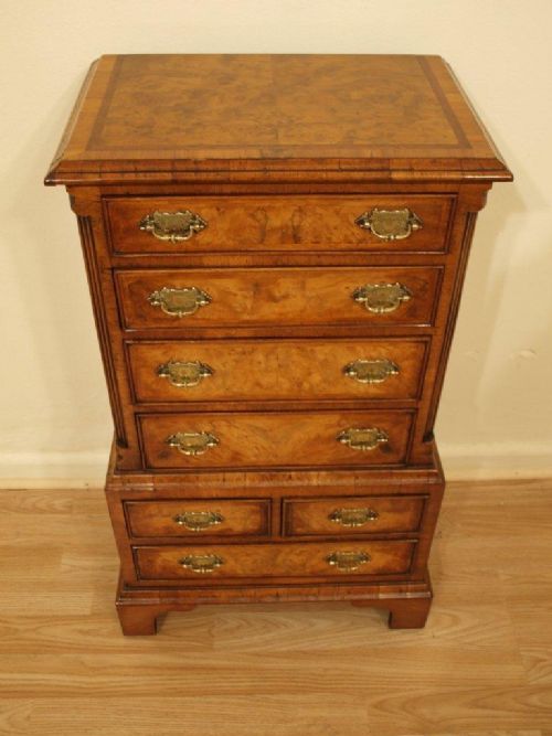 fig 1. A Burr Walnut George II Style Miniature Chest On Chest
