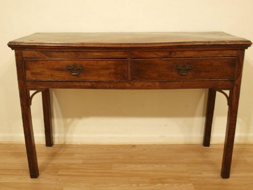 An Elm George III Period Two Drawer Side Table