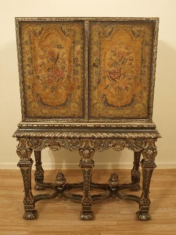 A Carolean Style Silver Gilt & Polychrome Cocktail Cabinet