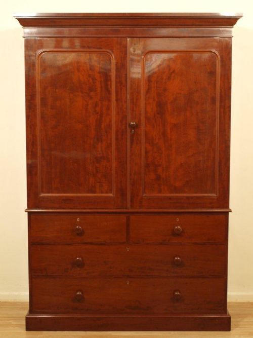 A Mahogany Victorian Period Antique Linen Press