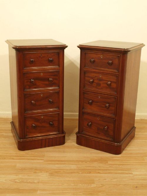 A Pair of Mahogany Victorian Period Four Drawer Chests (Adapted)