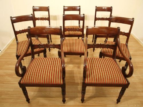 A Good Set of 8 Mahogany Regency/william IV Period Antique Dining Chairs