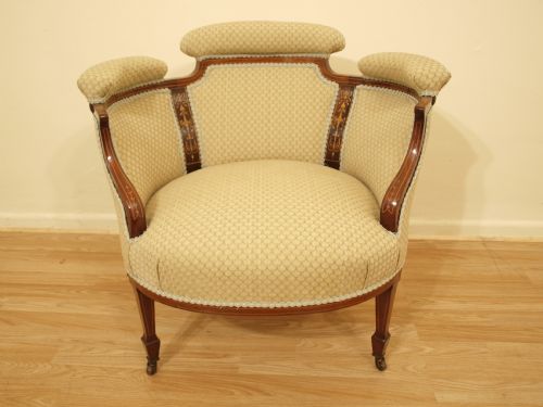 A Beatuiful Edwardian Period Inlaid Antique Tub Chair