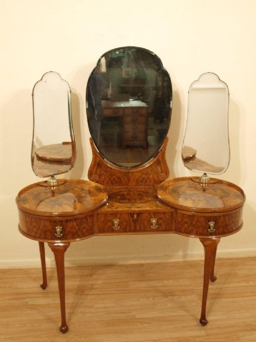 A Stunning Art Deco Period Burr Walnut Ladies Dressing Table