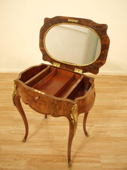 A Beautiful Burr Walnut, Tulip Wood & Ormolu Mounted Victorian Ladies Work Table