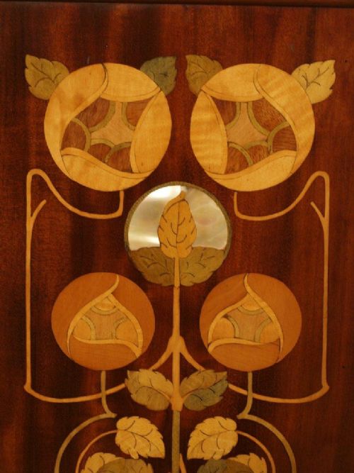 fig 2. A Mahogany Arts & crafts Period Marquetry Inlaid Display Cabinet
