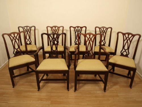 A Set of 8 Mahogany George III Period Chippendale Dining Chairs