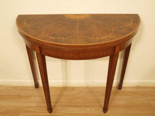 A Sheraton Revival Edwardian Period Fold Over Card Table