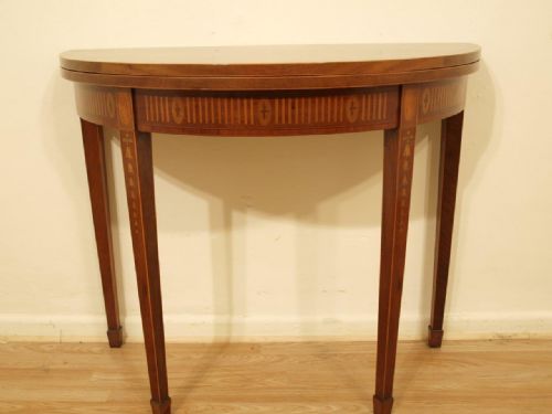 fig 1. A Sheraton Revival Edwardian Period Fold Over Card Table
