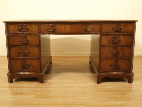 fig 1. A Mahogany Edwardian Period Serpentine Partners Desk