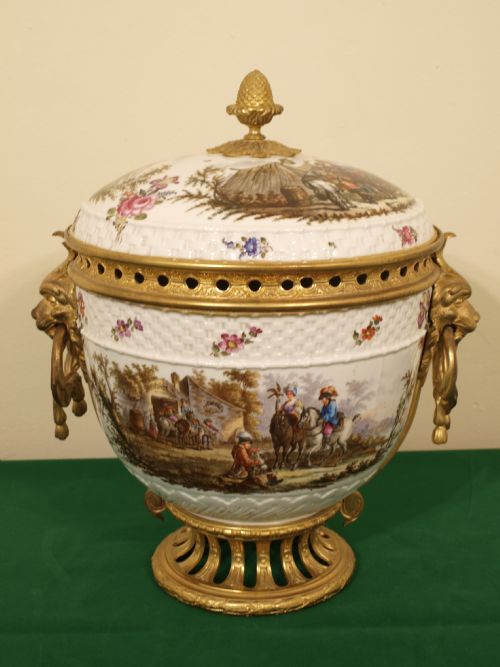 An Imposing Meissen Style Porcelain Bowl & Cover