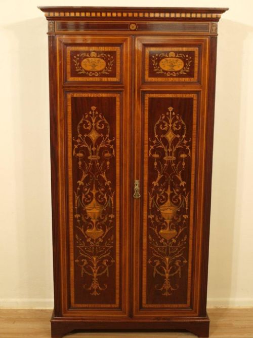 A Mahogany Inlaid Edwardian Period Hall Wardrobe