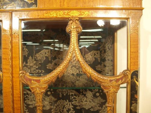 fig 1. A Beautiful Chinese Chippendale Satinwood & Lacquer Cabinet On Stand