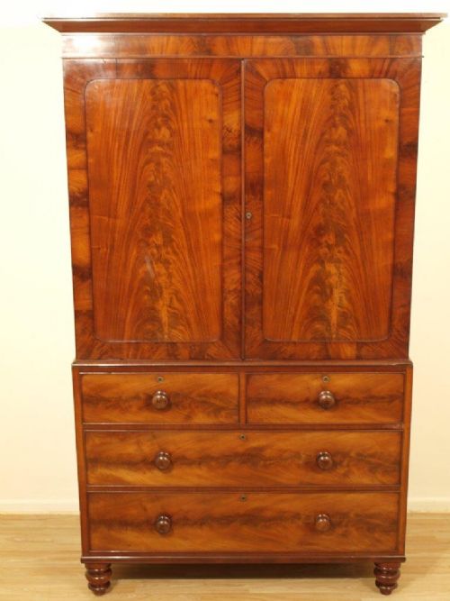 A Mahogany Early Victorian Period Antique Linen Press