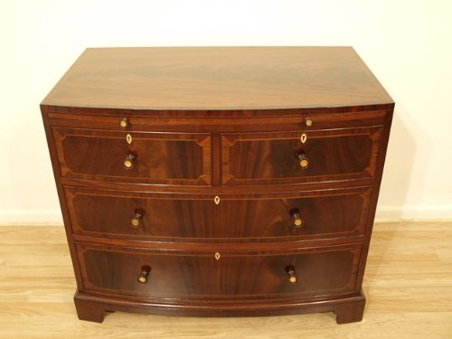 A Beautiful Mahogany Edwardian Period Bow Front Bachelors Chest