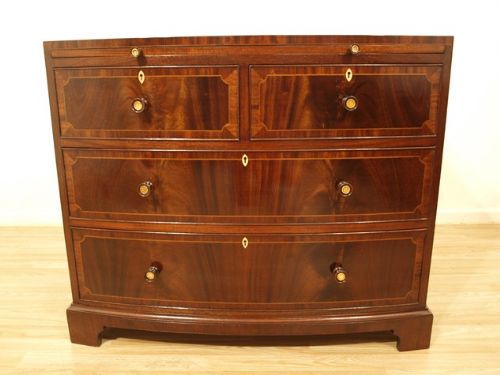 fig 1. A Beautiful Mahogany Edwardian Period Bow Front Bachelors Chest