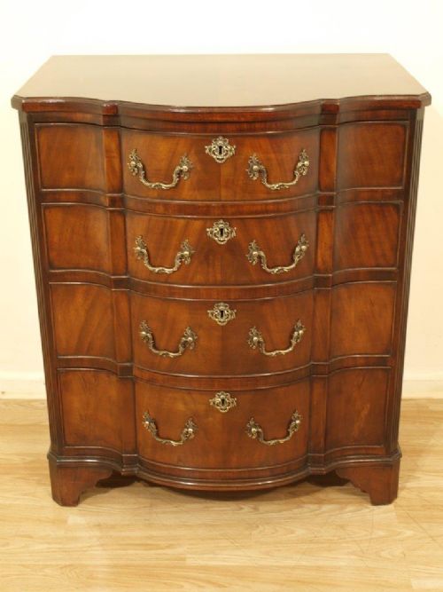 A Stunning Mahogany George II Style Serpentine Chest of Drawers