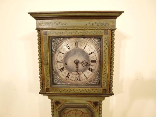 fig 1. A Beautiful Antique Polychrome Grandmother Clock