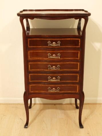 A Mahogany Inlaid Edwardian Period Antique Music Cabinet