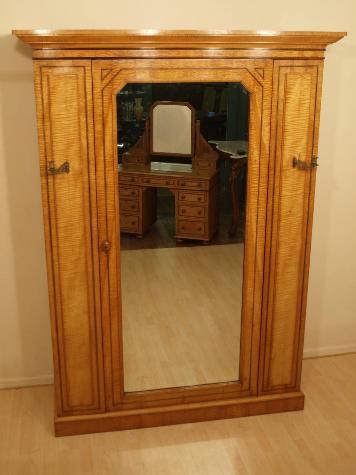 fig 1. Three Piece Victorian Period Tiger Maple Bedroom Suite By Bell & Coupland