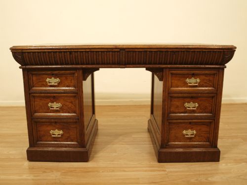 fig 1. An Unusual Oak & Pollard Oak Victorian Antique Desk