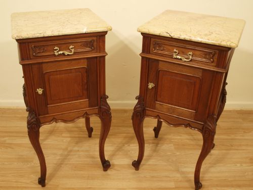 A Good Pair of Walnut Louis Xvi Style French Bedside Cabinets