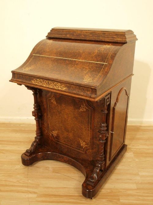 A Stunning Burr Walnut Victorian Period "Pop Up" Davenport