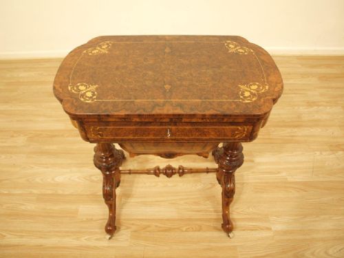 A Stunning Quality Burr Walnut Victorian Period Games/sewing Table